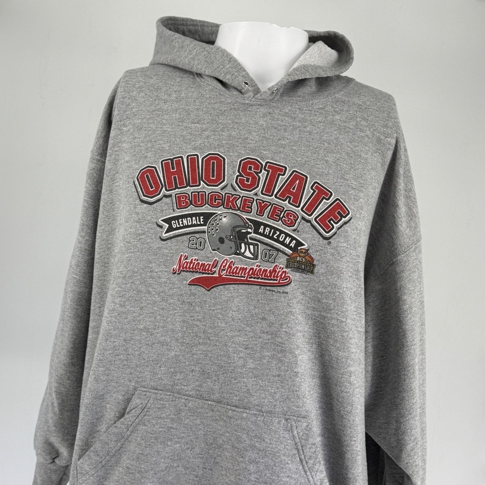 Fruit of the Loom Hoodie Mens 2XL Gray Excellent Ohio State 2007 Championship - Picture 3 of 7